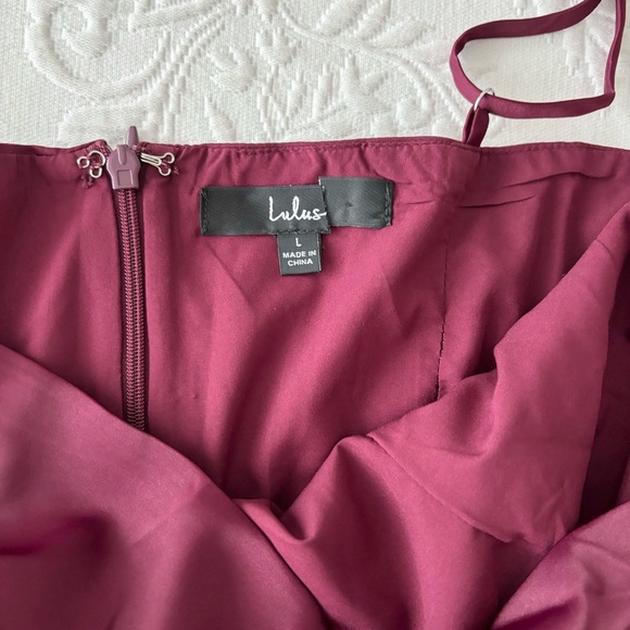 NWOT Lulus Meant to Be Together Wine Red Satin One-Shoulder Midi Dress Large - Picture 4 of 8